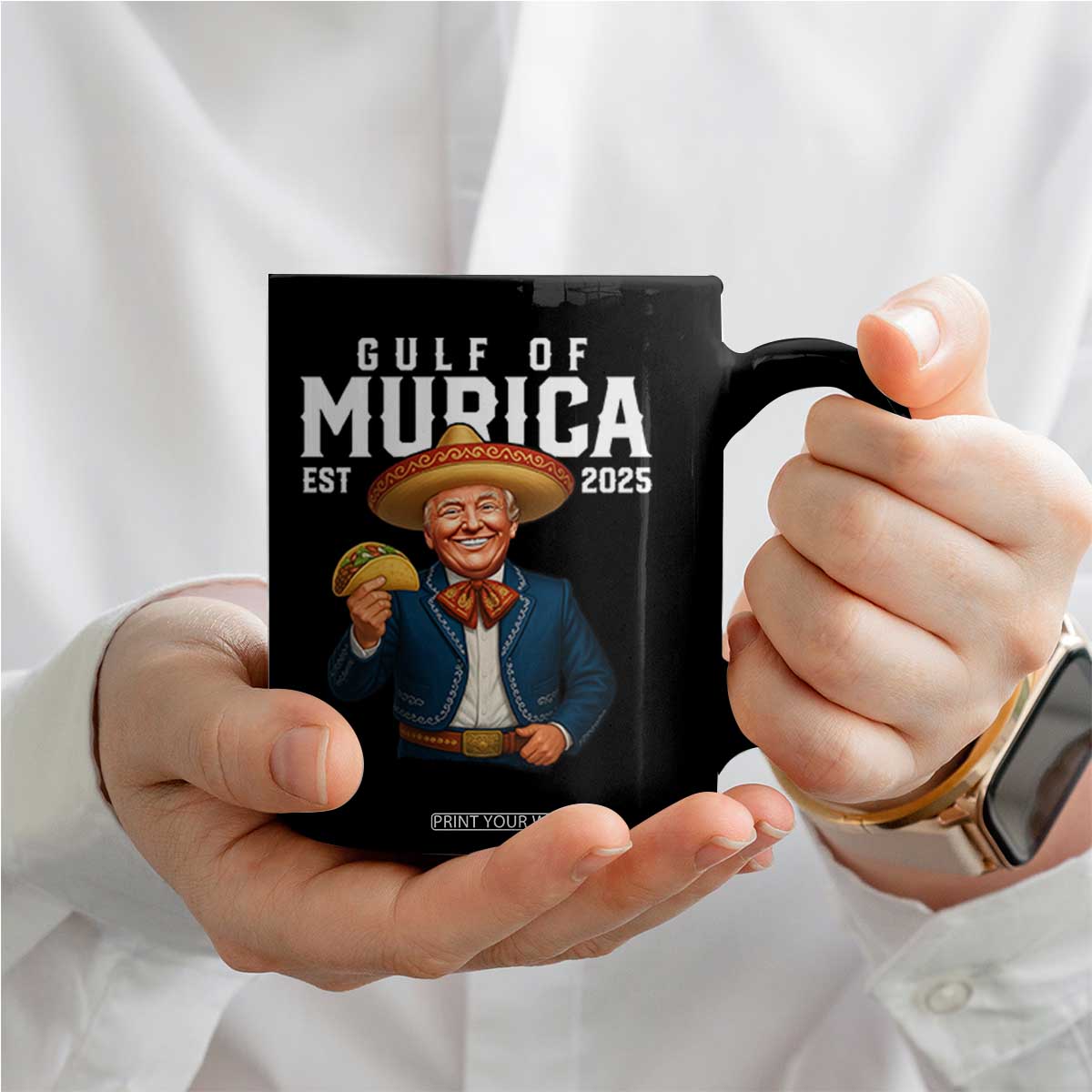 Gulf of Murica Est. 2025 Coffee Mug Funny Trump Sombrero Taco Parody TS02 Print Your Wear
