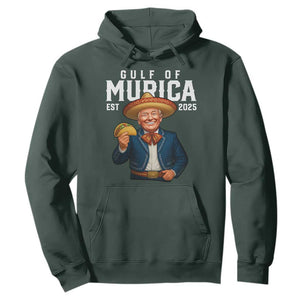 Gulf of Murica Est. 2025 Hoodie Funny Trump Sombrero Taco Parody TS02 Dark Forest Green Print Your Wear