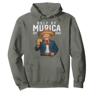 Gulf of Murica Est. 2025 Hoodie Funny Trump Sombrero Taco Parody TS02 Military Green Print Your Wear