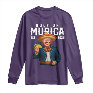 Gulf of Murica Est. 2025 Long Sleeve Shirt Funny Trump Sombrero Taco Parody TS02 Purple Print Your Wear