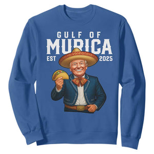 Gulf of Murica Est. 2025 Sweatshirt Funny Trump Sombrero Taco Parody TS02 Royal Blue Print Your Wear
