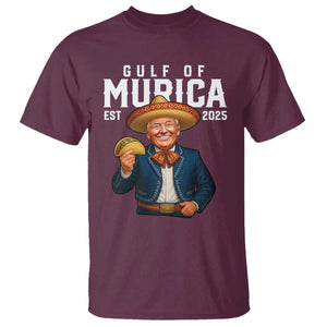 Gulf of Murica Est. 2025 T Shirt Funny Trump Sombrero Taco Parody TS02 Maroon Print Your Wear