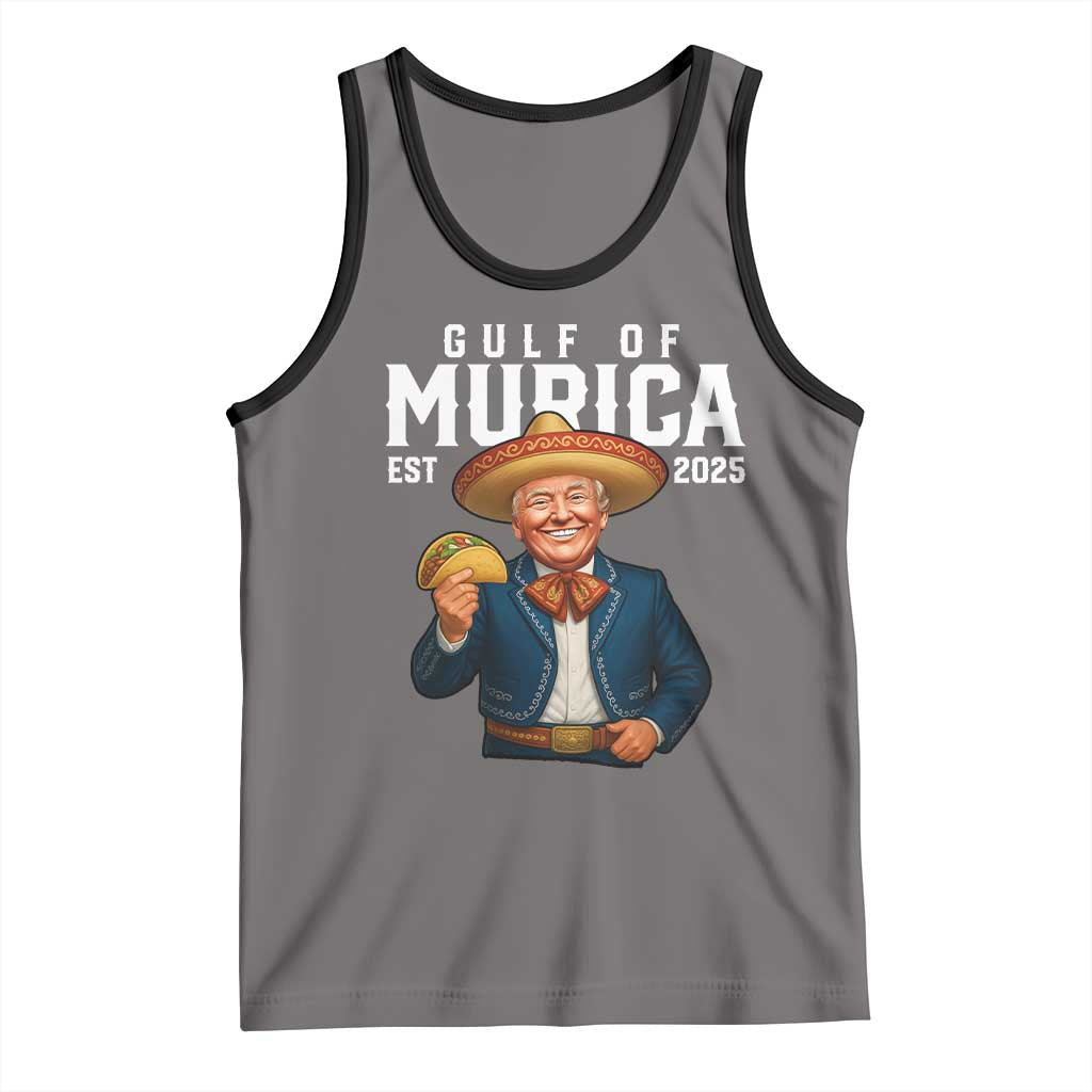 Gulf of Murica Est. 2025 Tank Top Funny Trump Sombrero Taco Parody TS02 Deep Heather Black Print Your Wear