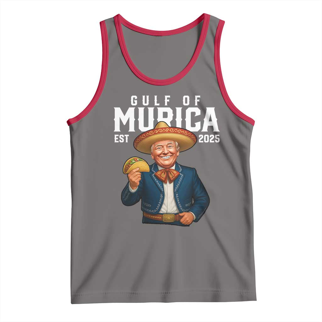 Gulf of Murica Est. 2025 Tank Top Funny Trump Sombrero Taco Parody TS02 Deep Heather Red Print Your Wear
