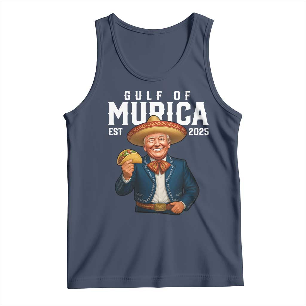 Gulf of Murica Est. 2025 Tank Top Funny Trump Sombrero Taco Parody TS02 Navy Print Your Wear
