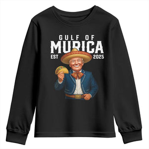 Gulf of Murica Est. 2025 Youth Sweatshirt Funny Trump Sombrero Taco Parody TS02 Black Print Your Wear