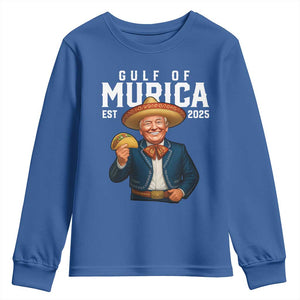 Gulf of Murica Est. 2025 Youth Sweatshirt Funny Trump Sombrero Taco Parody TS02 Royal Blue Print Your Wear