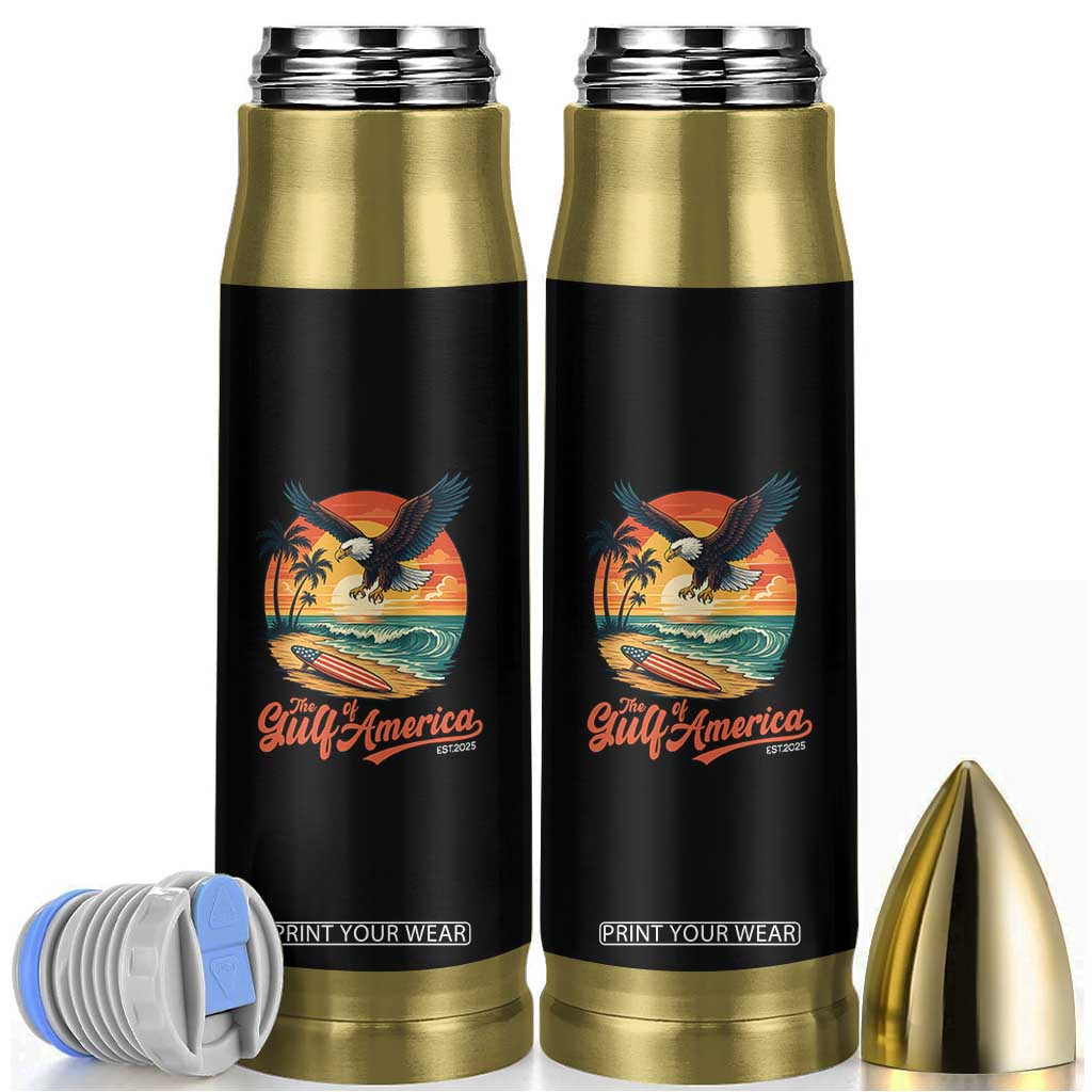 Gulf of USA 2025 Bald Eagle Bullet Tumbler Vintage Patriotic Beach Sunset 4th Of July TS02 Black Print Your Wear
