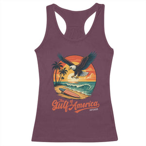 Gulf of USA 2025 Bald Eagle Racerback Tank Top Vintage Patriotic Beach Sunset 4th Of July TS02 Maroon Print Your Wear