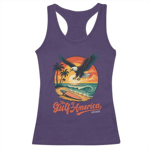 Gulf of USA 2025 Bald Eagle Racerback Tank Top Vintage Patriotic Beach Sunset 4th Of July TS02 Purple Print Your Wear