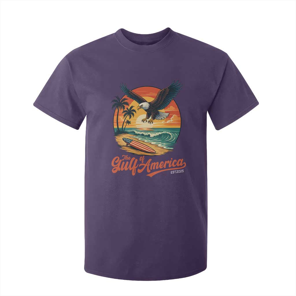 Gulf of USA 2025 Bald Eagle T Shirt For Kid Vintage Patriotic Beach Sunset 4th Of July TS02 Purple Print Your Wear
