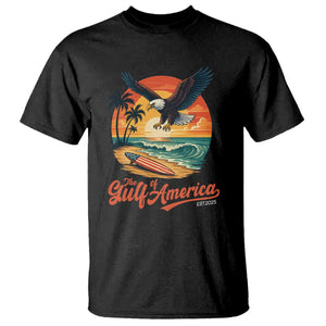 Gulf of USA 2025 Bald Eagle T Shirt Vintage Patriotic Beach Sunset 4th Of July TS02 Black Print Your Wear