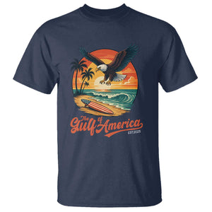 Gulf of USA 2025 Bald Eagle T Shirt Vintage Patriotic Beach Sunset 4th Of July TS02 Navy Print Your Wear