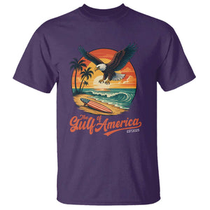 Gulf of USA 2025 Bald Eagle T Shirt Vintage Patriotic Beach Sunset 4th Of July TS02 Purple Print Your Wear