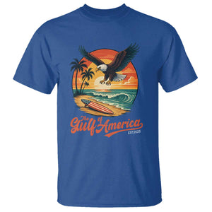 Gulf of USA 2025 Bald Eagle T Shirt Vintage Patriotic Beach Sunset 4th Of July TS02 Royal Blue Print Your Wear
