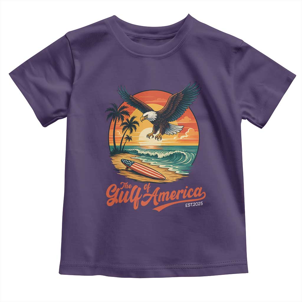 Gulf of USA 2025 Bald Eagle Toddler T Shirt Vintage Patriotic Beach Sunset 4th Of July TS02 Purple Print Your Wear