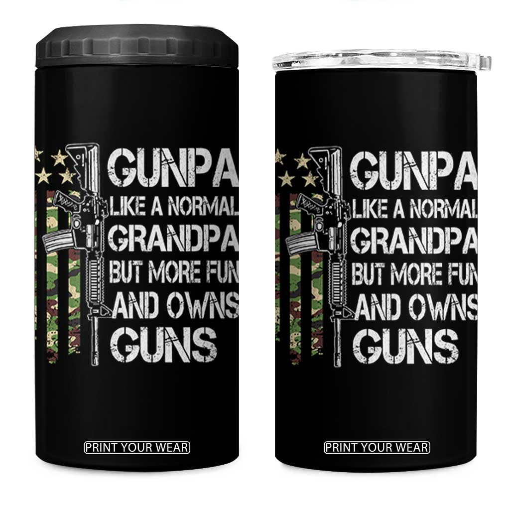 Gunpa 4 in 1 Can Cooler Tumbler Guns Grandpa More Fun Camo American Flag USA Camouflage TS10 One Size: 16 oz Black Print Your Wear