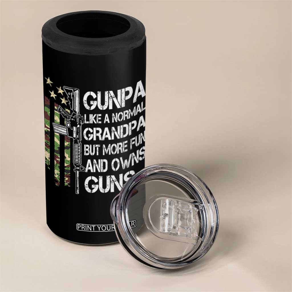 Gunpa 4 in 1 Can Cooler Tumbler Guns Grandpa More Fun Camo American Flag USA Camouflage TS10 Print Your Wear