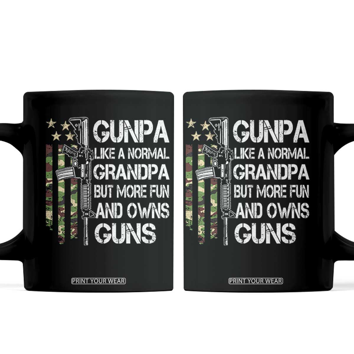 Gunpa Coffee Mug Guns Grandpa More Fun Camo American Flag USA Camouflage TS10 Black Print Your Wear