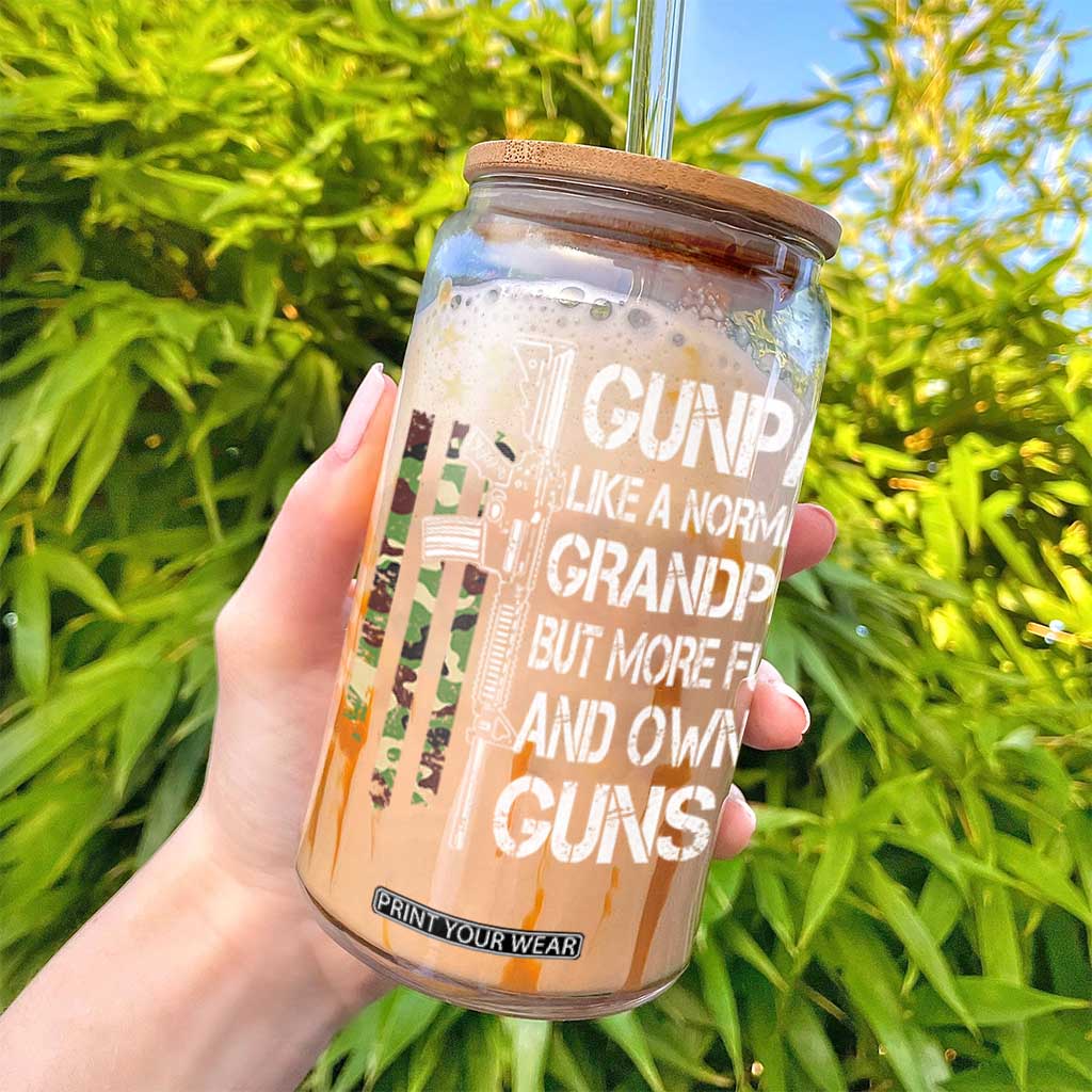 Gunpa Glass Can Guns Grandpa More Fun Camo American Flag USA Camouflage TS10 Print Your Wear
