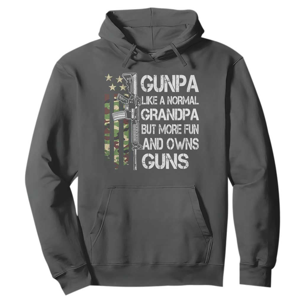 Gunpa Hoodie Guns Grandpa More Fun Camo American Flag USA Camouflage TS10 Dark Heather Print Your Wear