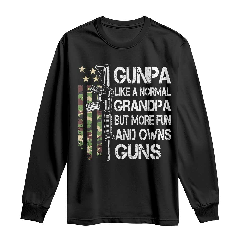 Gunpa Long Sleeve Shirt Guns Grandpa More Fun Camo American Flag USA Camouflage TS10 Black Print Your Wear