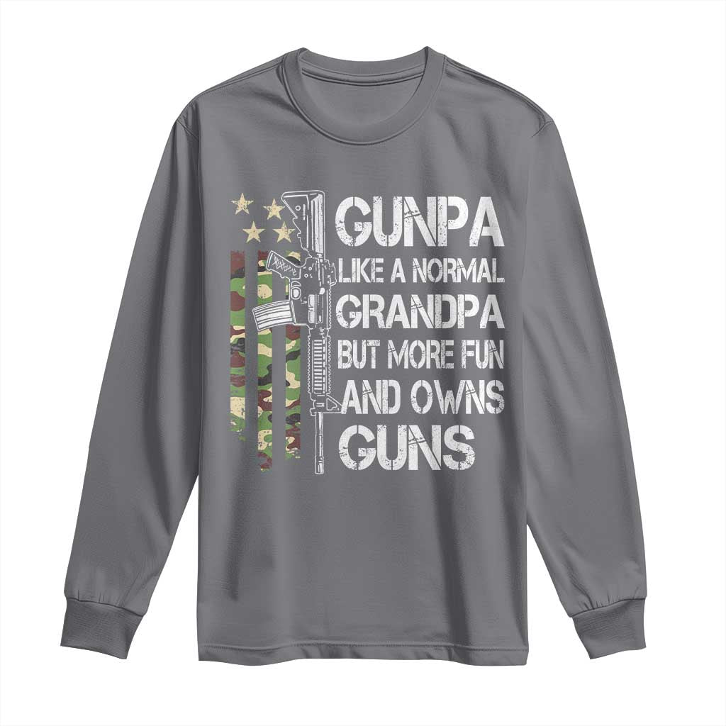 Gunpa Long Sleeve Shirt Guns Grandpa More Fun Camo American Flag USA Camouflage TS10 Charcoal Print Your Wear