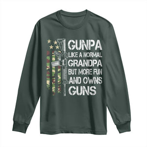 Gunpa Long Sleeve Shirt Guns Grandpa More Fun Camo American Flag USA Camouflage TS10 Dark Forest Green Print Your Wear