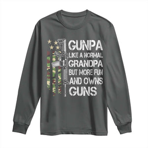 Gunpa Long Sleeve Shirt Guns Grandpa More Fun Camo American Flag USA Camouflage TS10 Dark Heather Print Your Wear