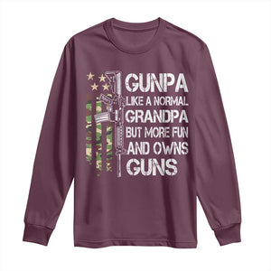 Gunpa Long Sleeve Shirt Guns Grandpa More Fun Camo American Flag USA Camouflage TS10 Maroon Print Your Wear