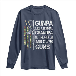 Gunpa Long Sleeve Shirt Guns Grandpa More Fun Camo American Flag USA Camouflage TS10 Navy Print Your Wear
