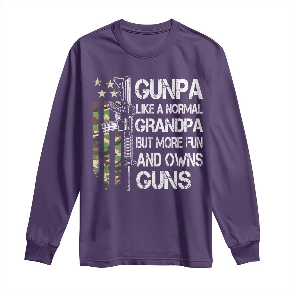Gunpa Long Sleeve Shirt Guns Grandpa More Fun Camo American Flag USA Camouflage TS10 Purple Print Your Wear