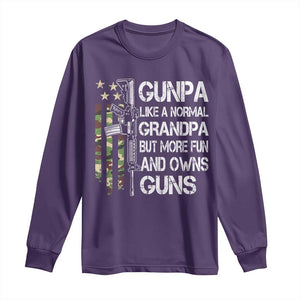 Gunpa Long Sleeve Shirt Guns Grandpa More Fun Camo American Flag USA Camouflage TS10 Purple Print Your Wear
