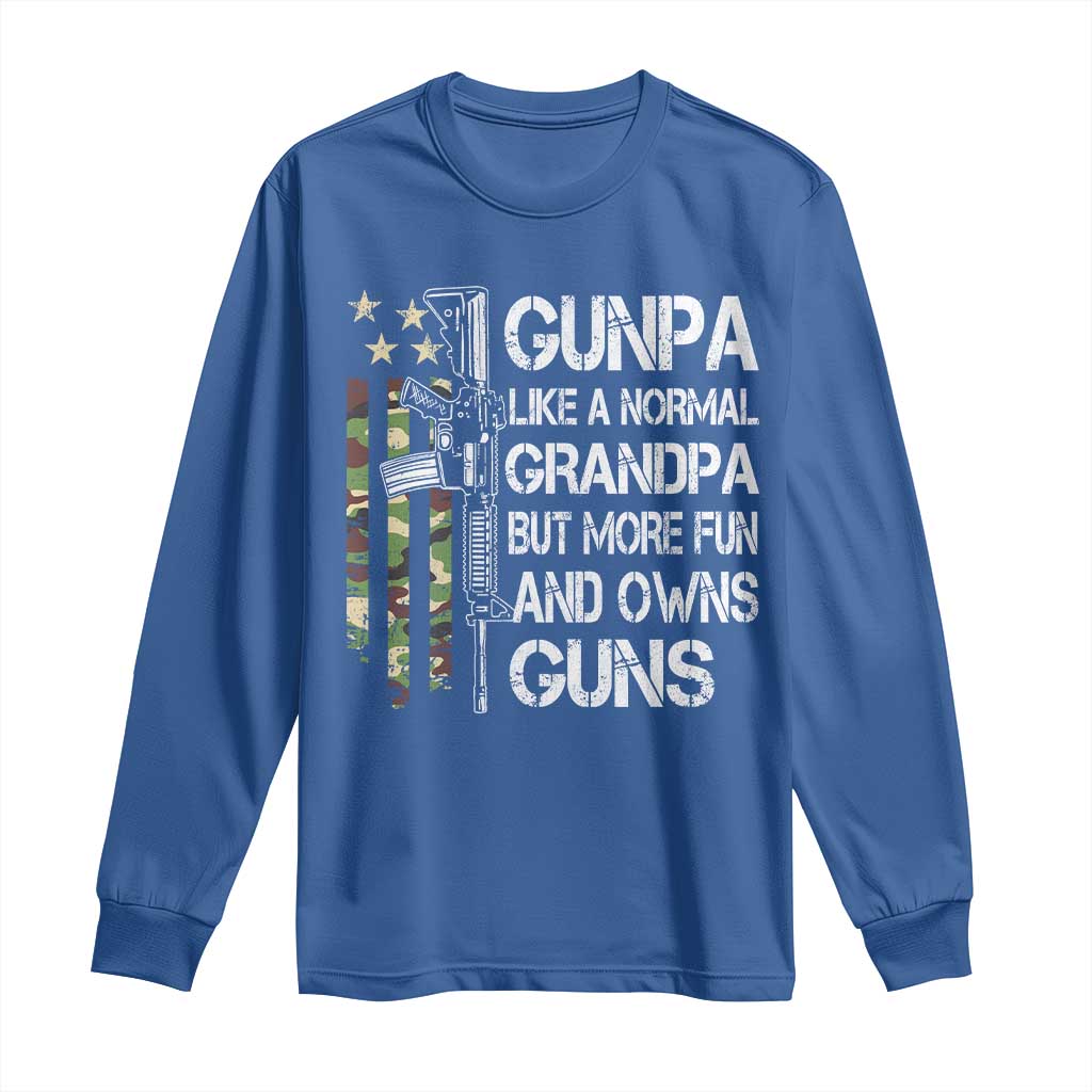 Gunpa Long Sleeve Shirt Guns Grandpa More Fun Camo American Flag USA Camouflage TS10 Royal Blue Print Your Wear
