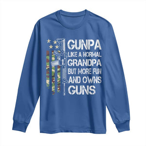 Gunpa Long Sleeve Shirt Guns Grandpa More Fun Camo American Flag USA Camouflage TS10 Royal Blue Print Your Wear
