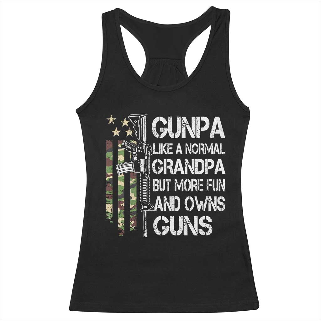 Gunpa Racerback Tank Top Guns Grandpa More Fun Camo American Flag USA Camouflage TS10 Black Print Your Wear