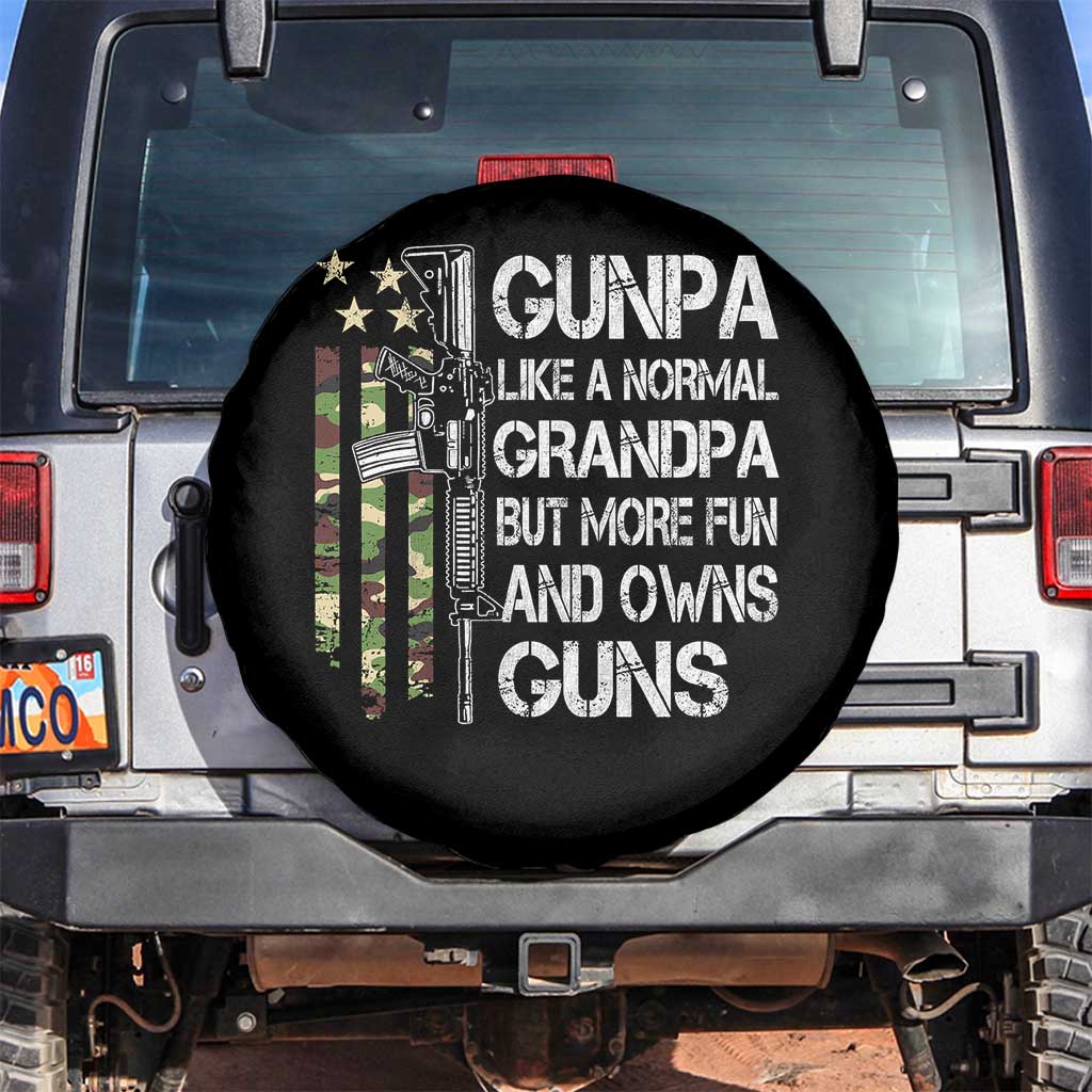 Gunpa Spare Tire Cover Guns Grandpa More Fun Camo American Flag USA Camouflage TS10 No hole Black Print Your Wear