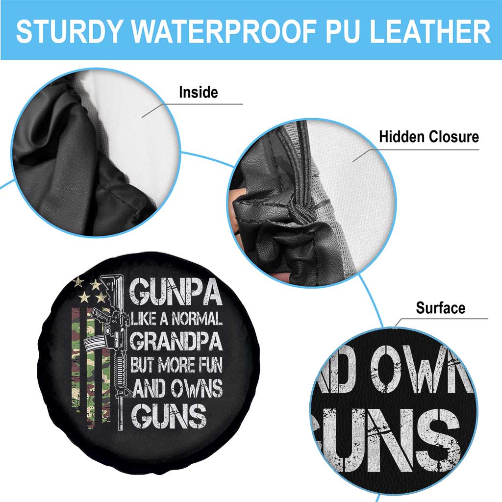 Gunpa Spare Tire Cover Guns Grandpa More Fun Camo American Flag USA Camouflage TS10 Print Your Wear
