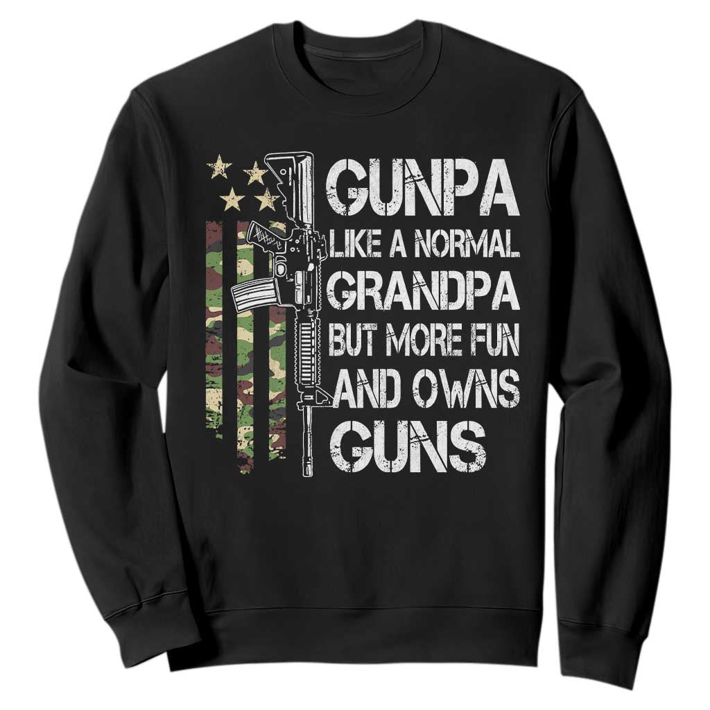 Gunpa Sweatshirt Guns Grandpa More Fun Camo American Flag USA Camouflage TS10 Black Print Your Wear