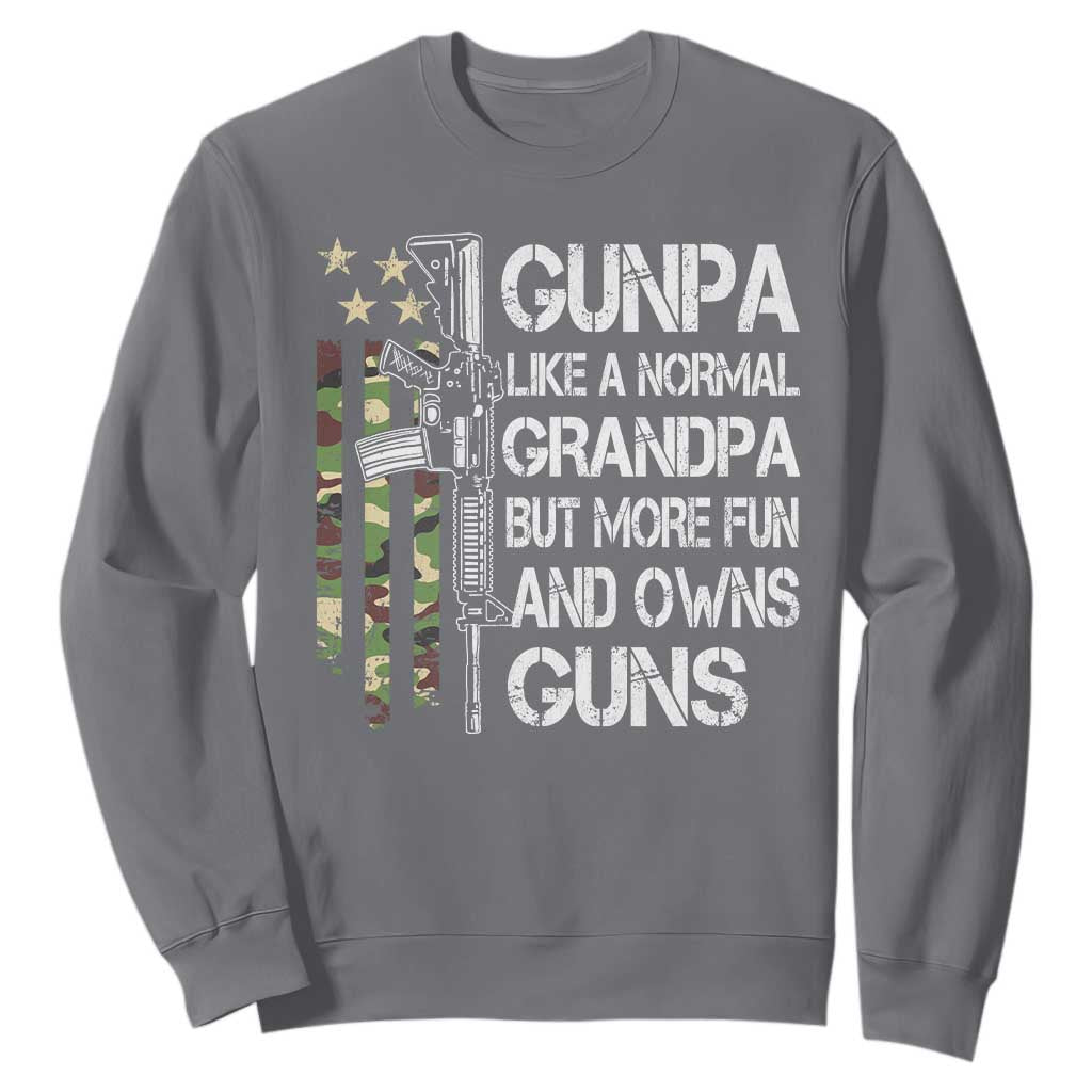 Gunpa Sweatshirt Guns Grandpa More Fun Camo American Flag USA Camouflage TS10 Charcoal Print Your Wear
