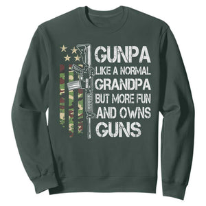Gunpa Sweatshirt Guns Grandpa More Fun Camo American Flag USA Camouflage TS10 Dark Forest Green Print Your Wear