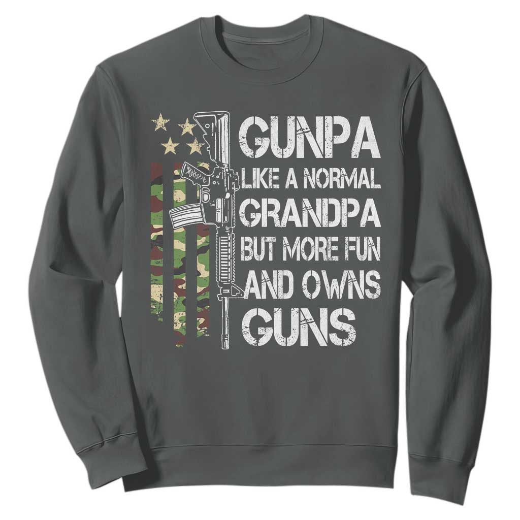 Gunpa Sweatshirt Guns Grandpa More Fun Camo American Flag USA Camouflage TS10 Dark Heather Print Your Wear