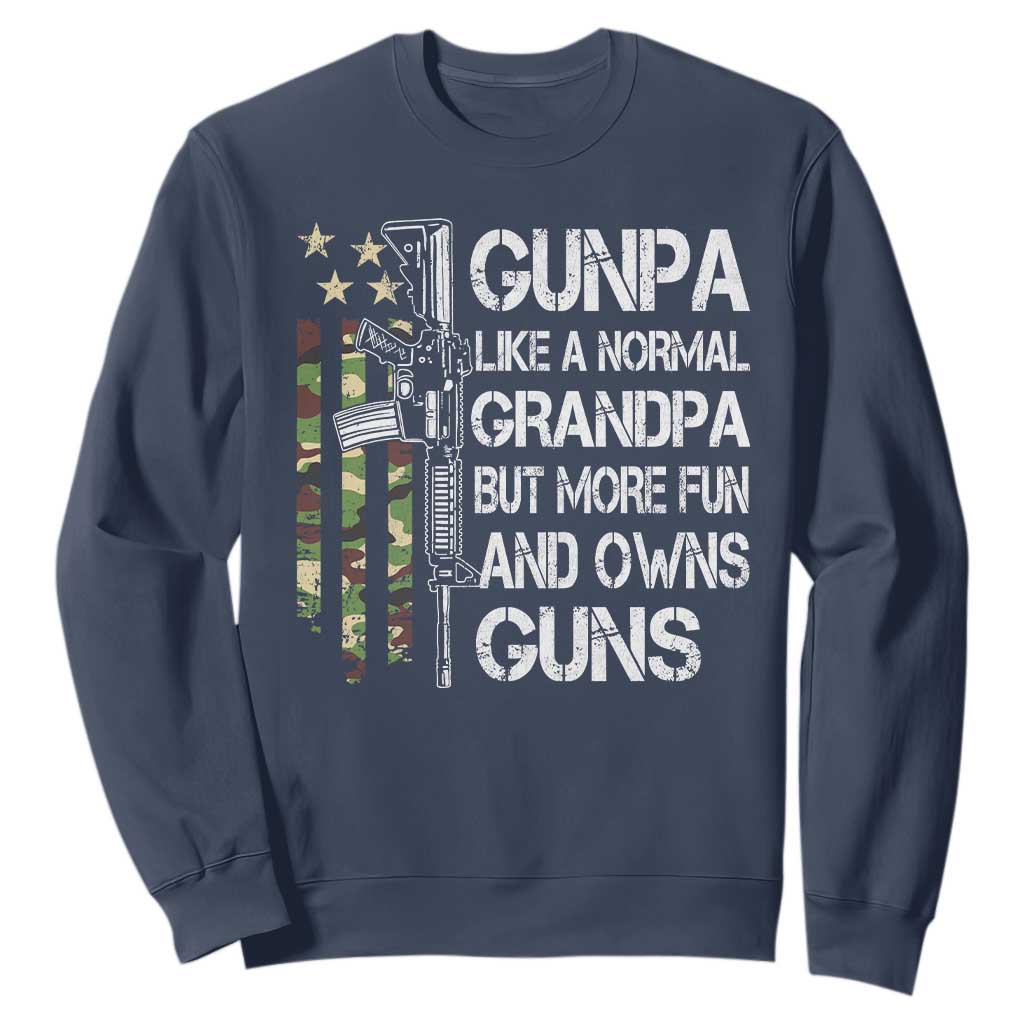 Gunpa Sweatshirt Guns Grandpa More Fun Camo American Flag USA Camouflage TS10 Navy Print Your Wear