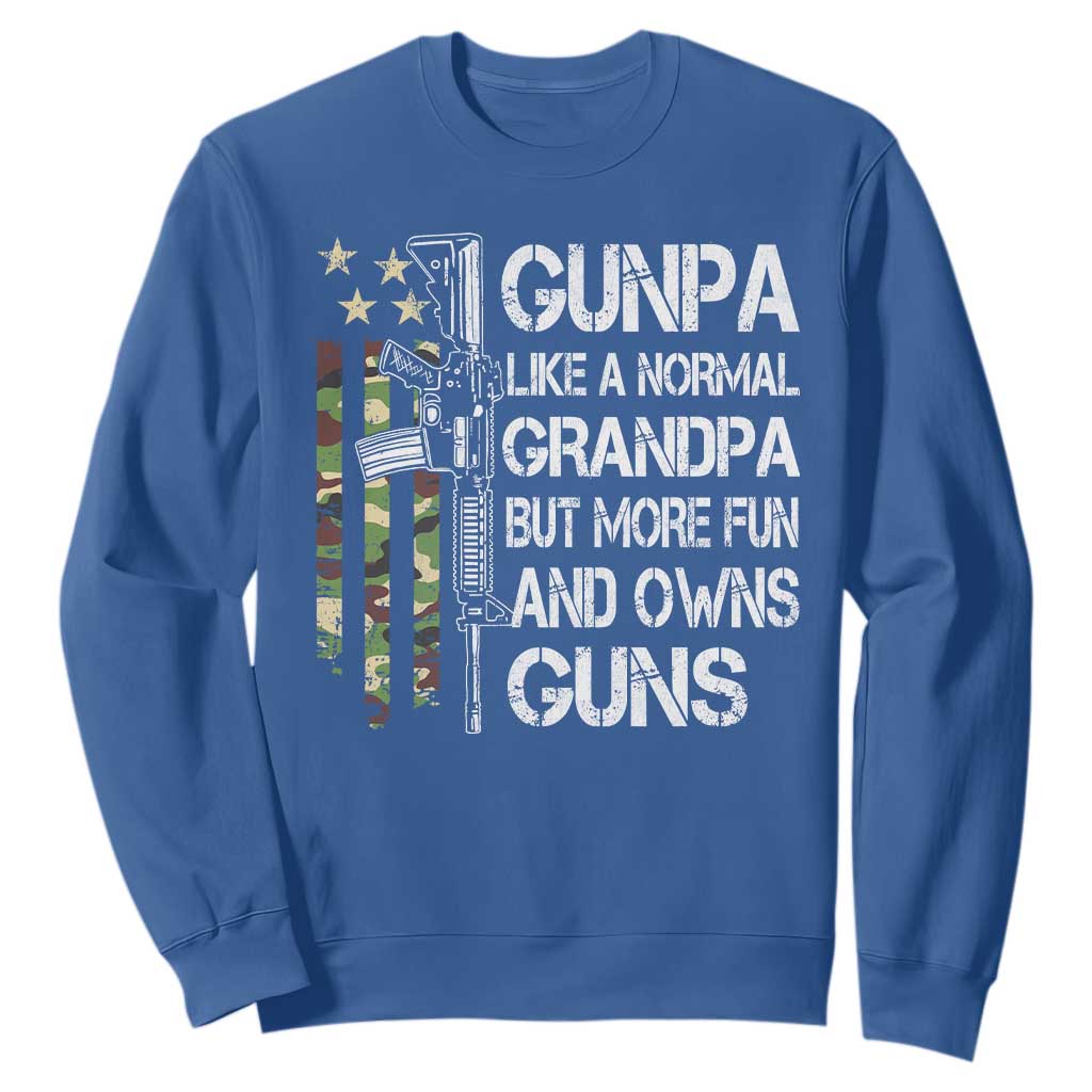 Gunpa Sweatshirt Guns Grandpa More Fun Camo American Flag USA Camouflage TS10 Royal Blue Print Your Wear