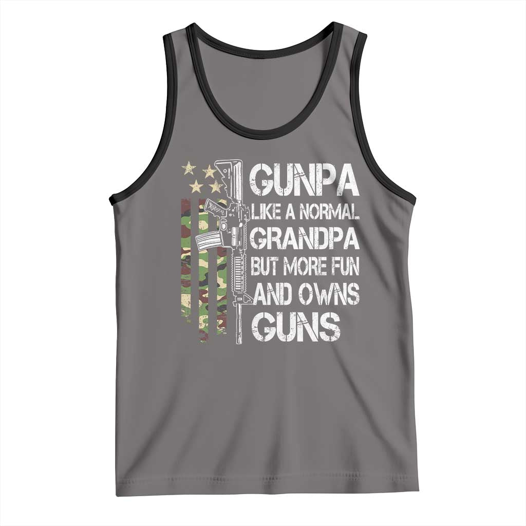 Gunpa Tank Top Guns Grandpa More Fun Camo American Flag USA Camouflage TS10 Deep Heather Black Print Your Wear