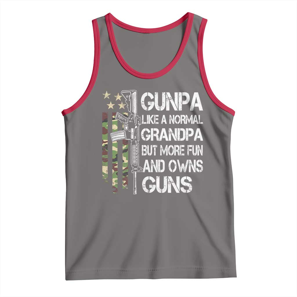 Gunpa Tank Top Guns Grandpa More Fun Camo American Flag USA Camouflage TS10 Deep Heather Red Print Your Wear