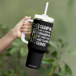 Gunpa Tumbler With Handle Guns Grandpa More Fun Camo American Flag USA Camouflage TS10 Print Your Wear