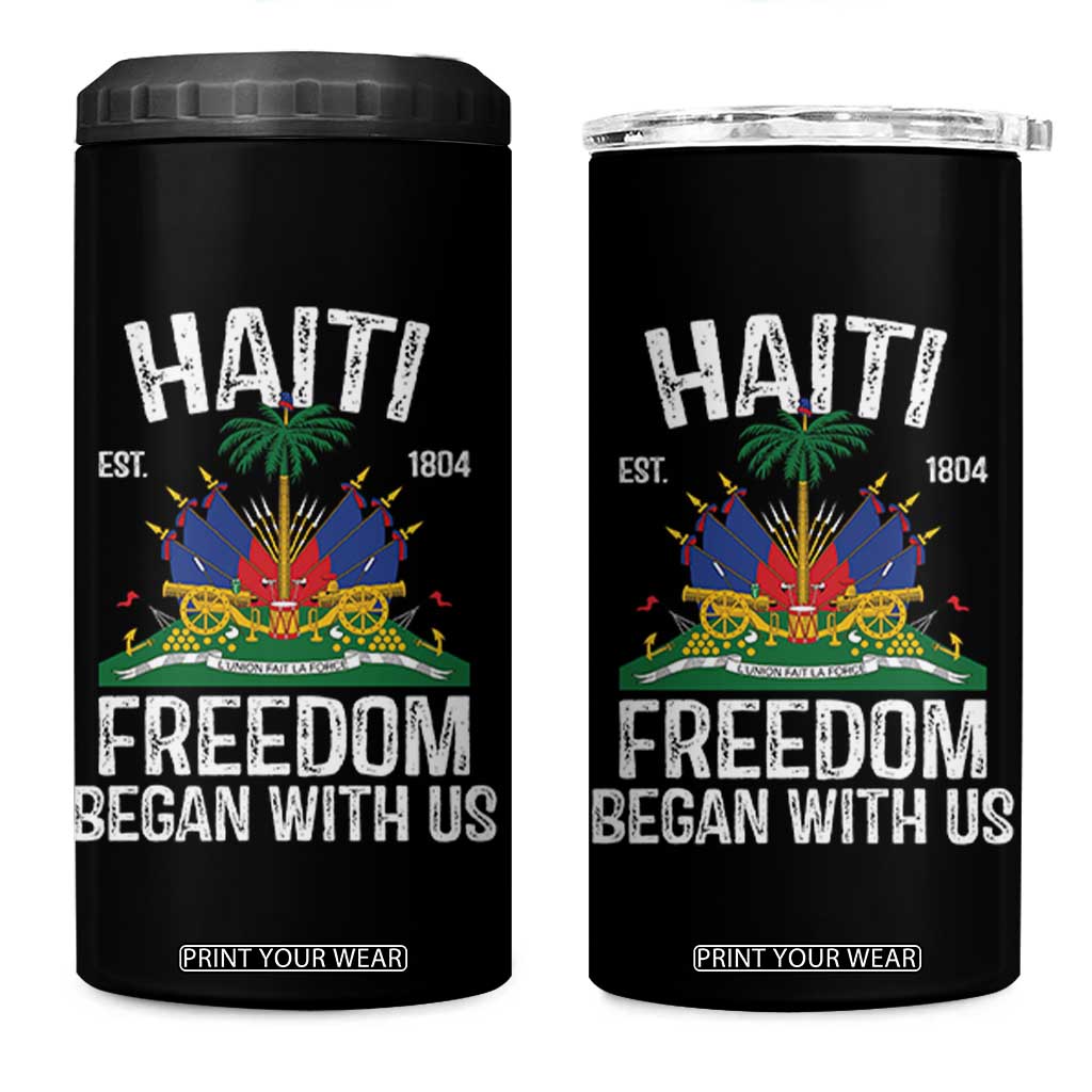 Haiti Freedom Began With Us 4 in 1 Can Cooler Tumbler Haitian Flag Day TS11 One Size: 16 oz Black Print Your Wear