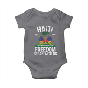 Haiti Freedom Began With Us Baby Onesie Haitian Flag Day TS11 Charcoal Print Your Wear