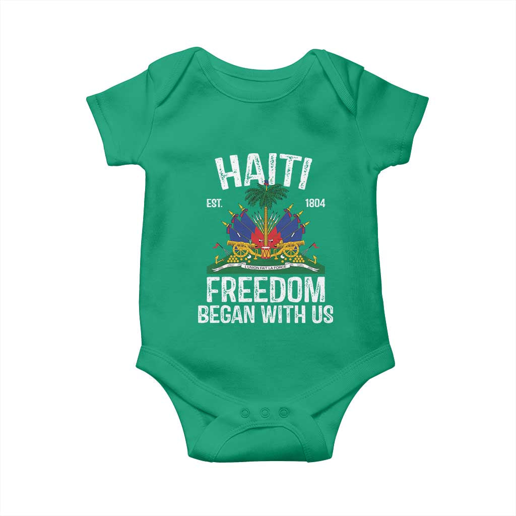 Haiti Freedom Began With Us Baby Onesie Haitian Flag Day TS11 Irish Green Print Your Wear